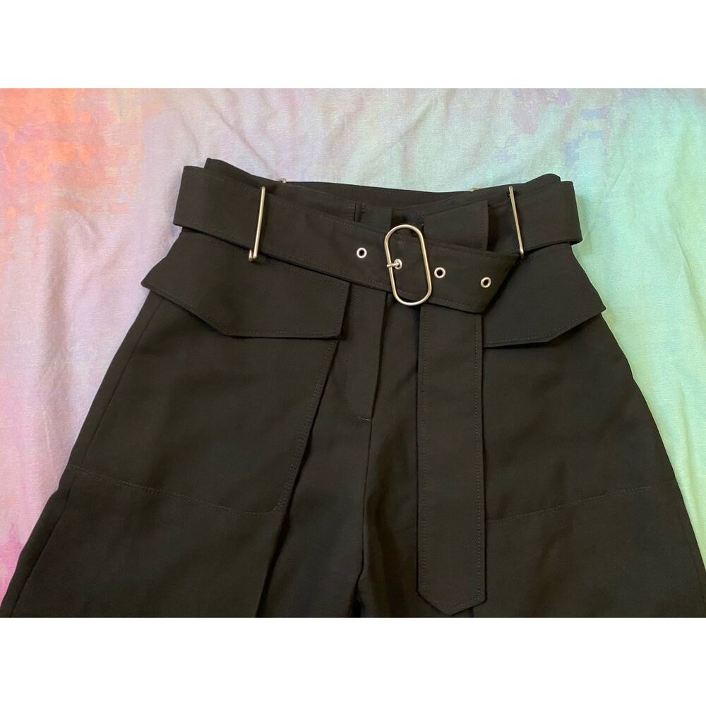 Acne Studios INEZ Wool Pleated Wide Leg Cropped Culotte Pant PSS17 Black Sz 36 - Picture 6 of 14